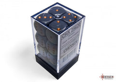 Chessex Opaque 16mm D6 Dark Grey/copper Dice Block (12 dice)