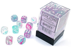 Chessex 12mm D6 Nebula Wisteria/White (Luminary Effect) Dice Block (36 dice)