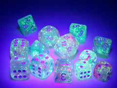 Chessex 12mm D6 Nebula Wisteria/White (Luminary Effect) Dice Block (36 dice)