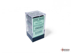 Chessex Opaque 16mm D6 Black/green Dice Block (12 dice)