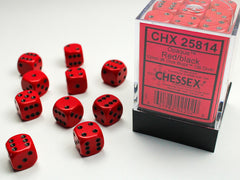 Chessex Opaque 12mm D6 Red/black Dice Block (36 dice)