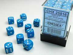 Chessex Opaque 12mm D6 Light Blue/white Dice Block (36 dice)