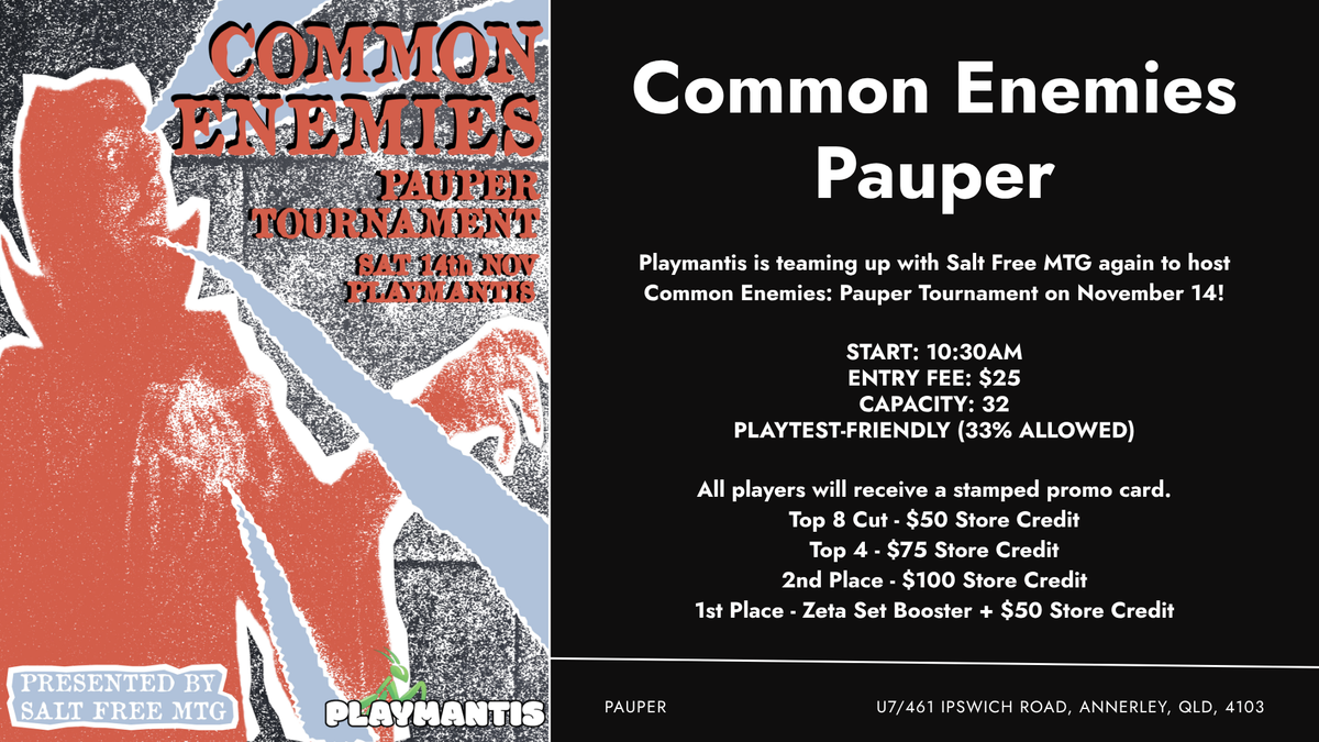 Common Enemies: Pauper Tournament - November 14