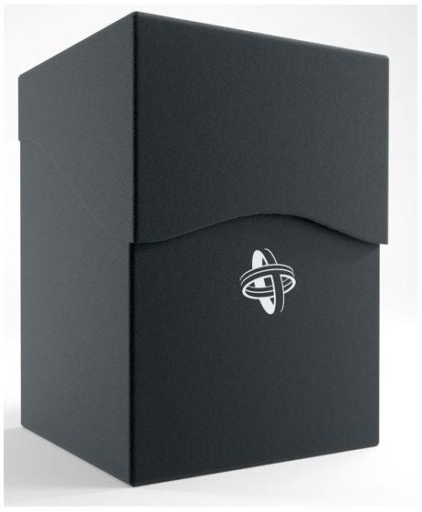 Black rectangular box with a logo on a white background